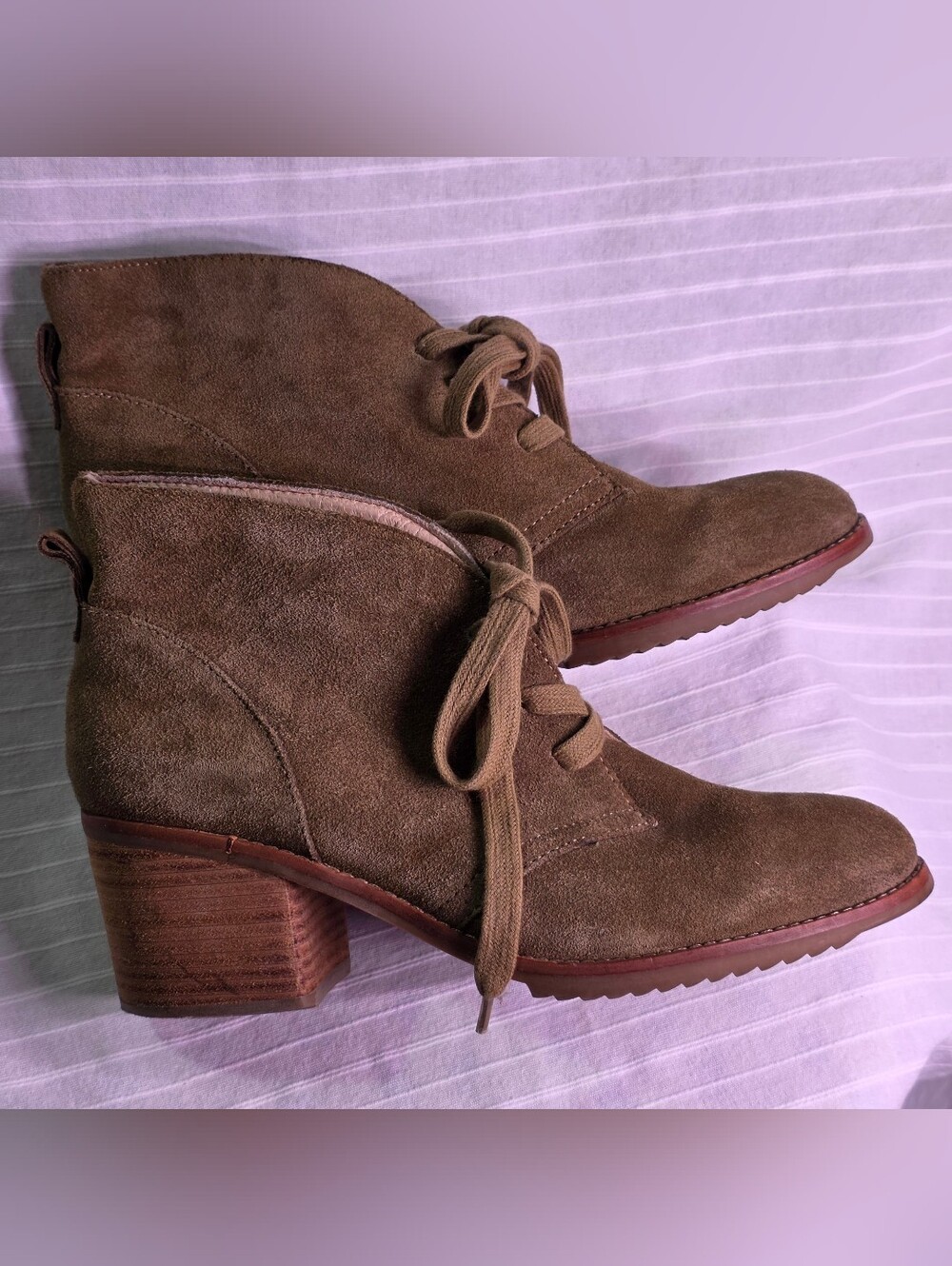 Caslon Taupe Suede Lace-Up Ankle Booties